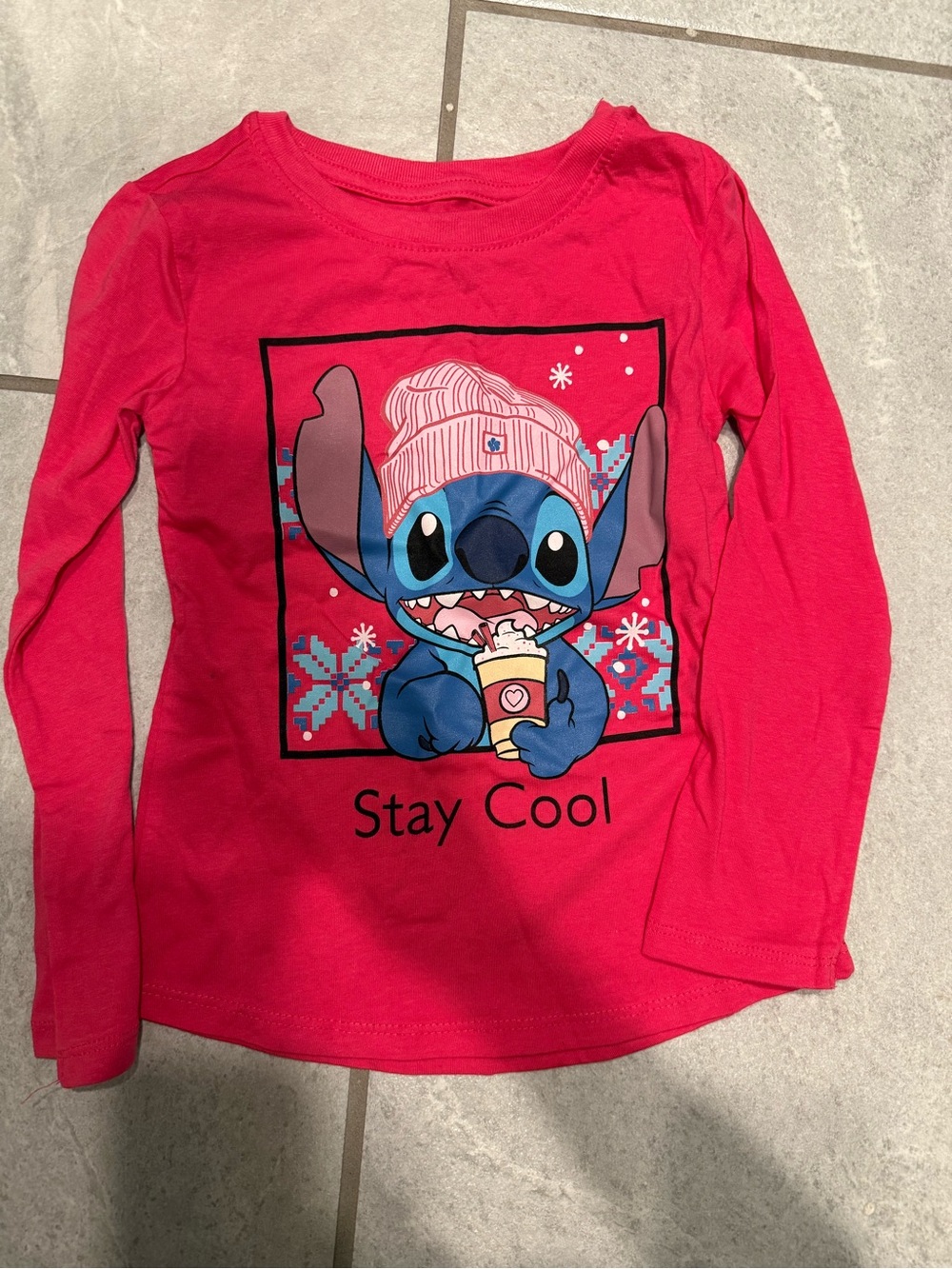 Disney Pink 'Stay Cool' Stitch Long-Sleeve Tee for Kids